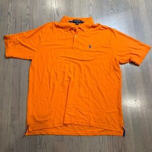 US Polo Assn Mens Orange Ultimate Pique Polo Shirt 2XL Short Sleeve
